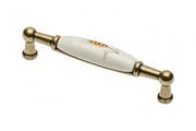 Porcelain handle 728B C=96mm antique brass K-wheet