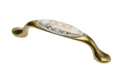 Porcelain handle 728-P C=96mm antique brass C-Orient Gold
