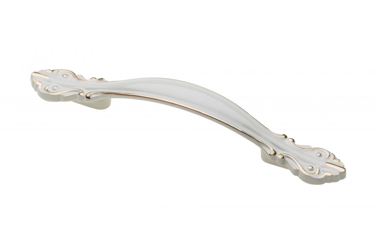 Zamak handle ROYAL2 C=96mm white/gold