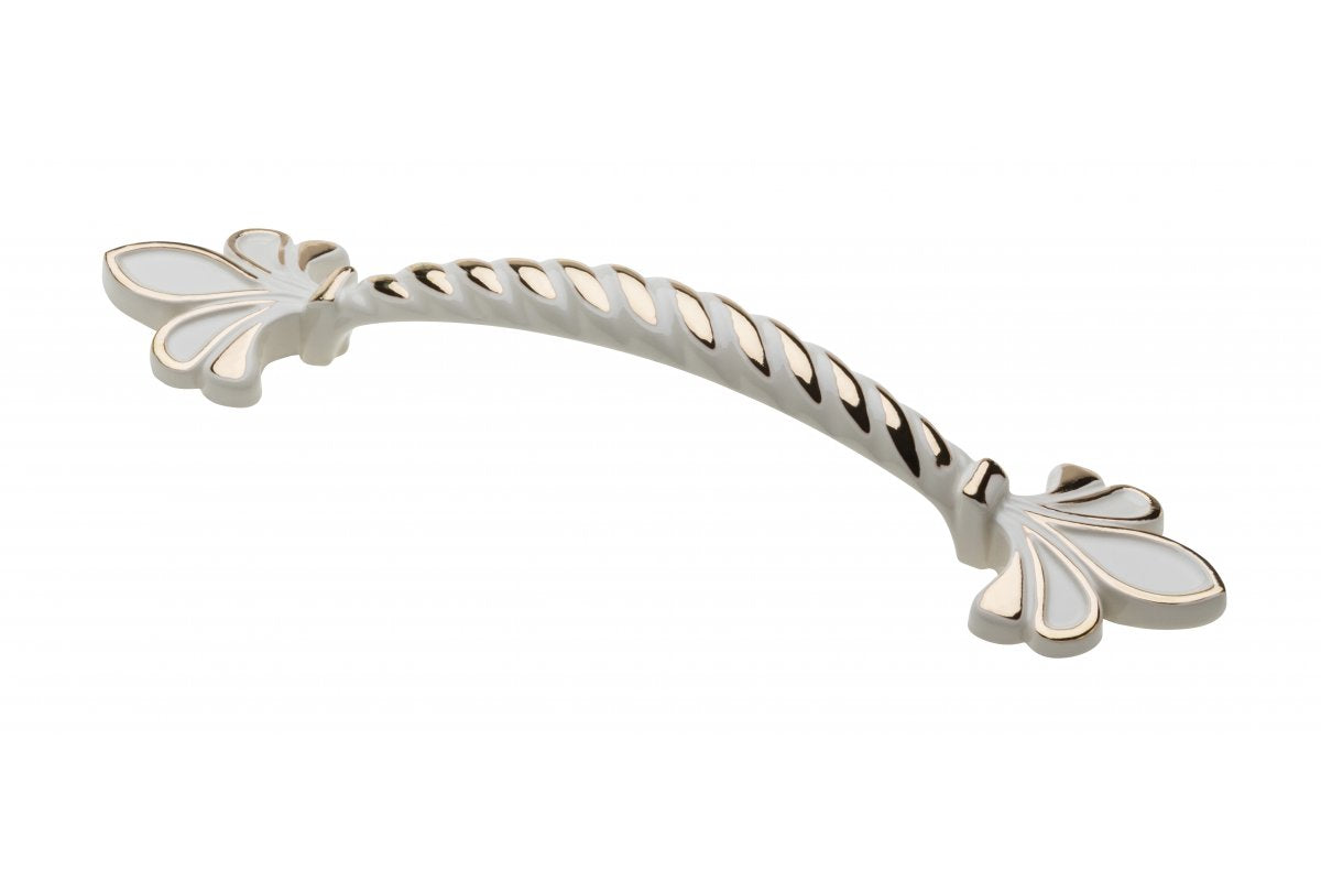 Zamak handle ROYAL3 C=96mm white/gold