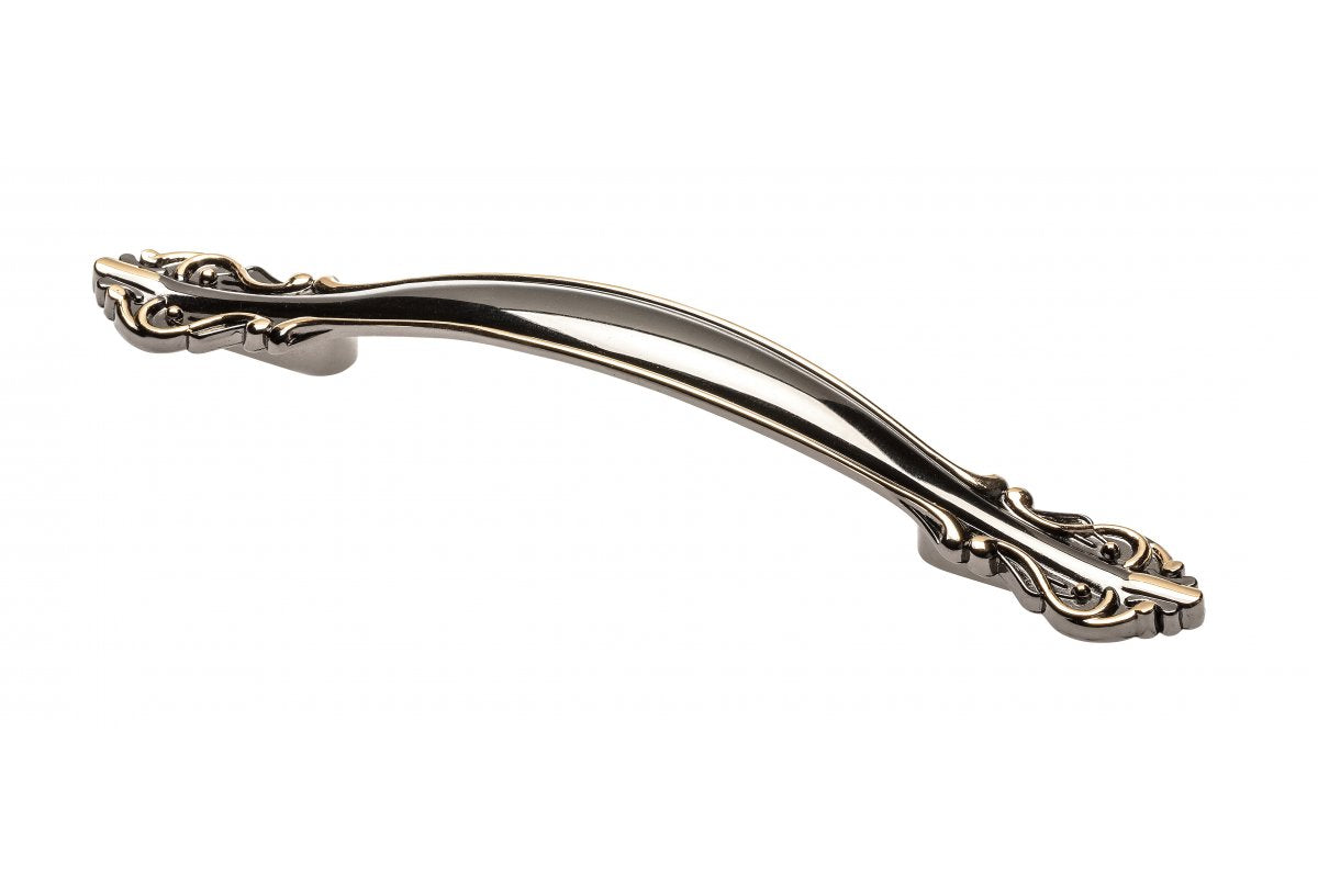 Zamak handle WERONA C=128 mm black chrome plus gold