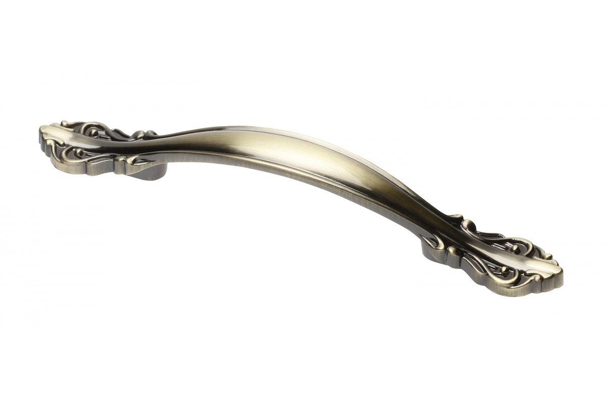 Zamak handle WERONA C=96mm antique brushed brass
