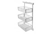 Three level side basket, soft closing, full extension, white