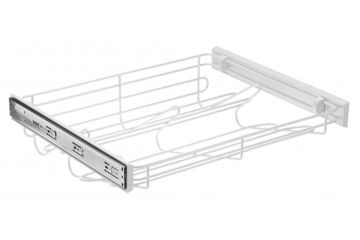 Pull out shoes rack SMART 600mm on ball bearing slide H45 with soft closing - white