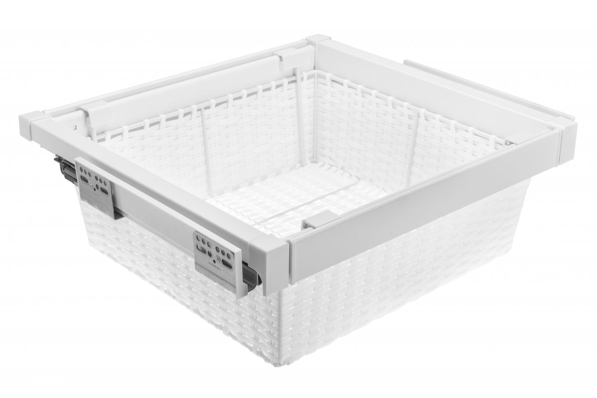 Drawer Elite with rattan basket 700 mm with soft closing, white