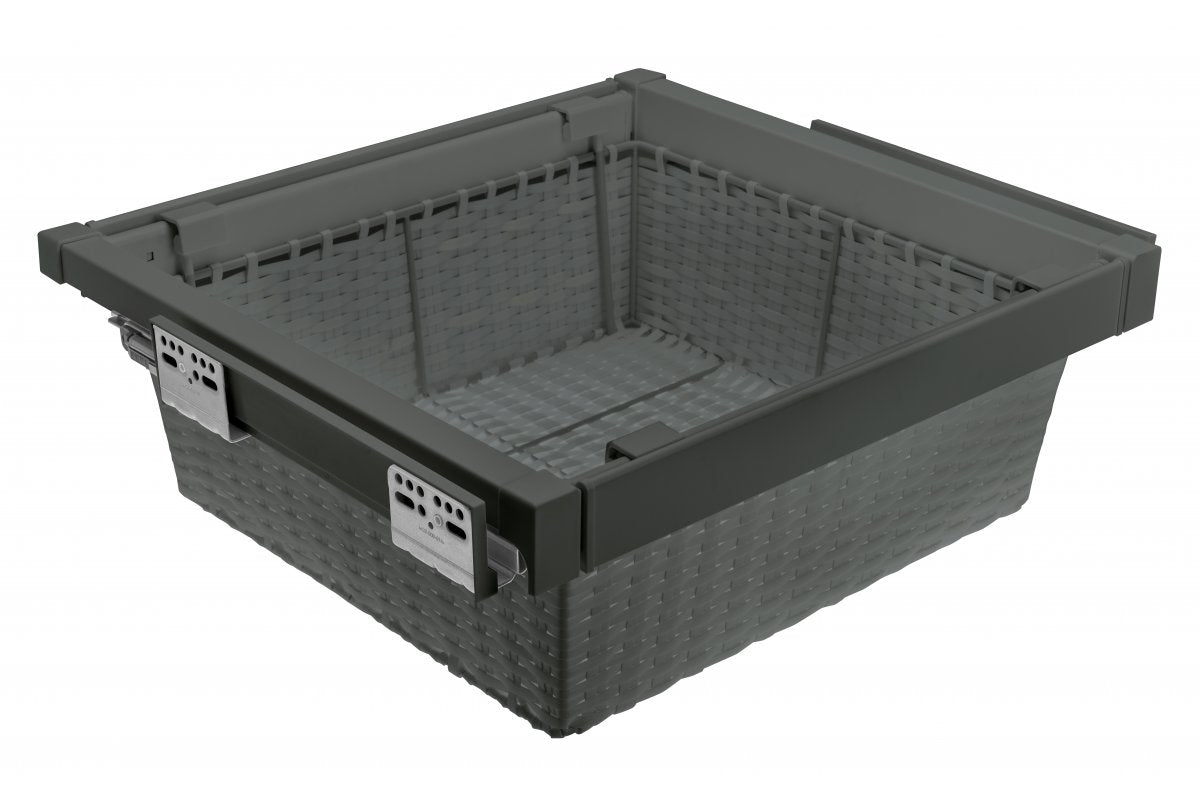 Drawer Elite with rattan basket 900 mm with soft closing, gray anthracite
