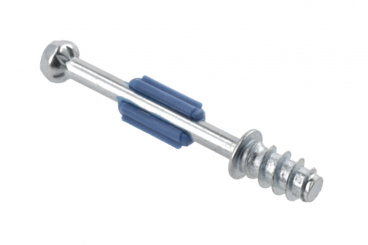 Bolt for eccentric connecting fitting with wood thread fi6,3mm, 34x45mm, short plastic