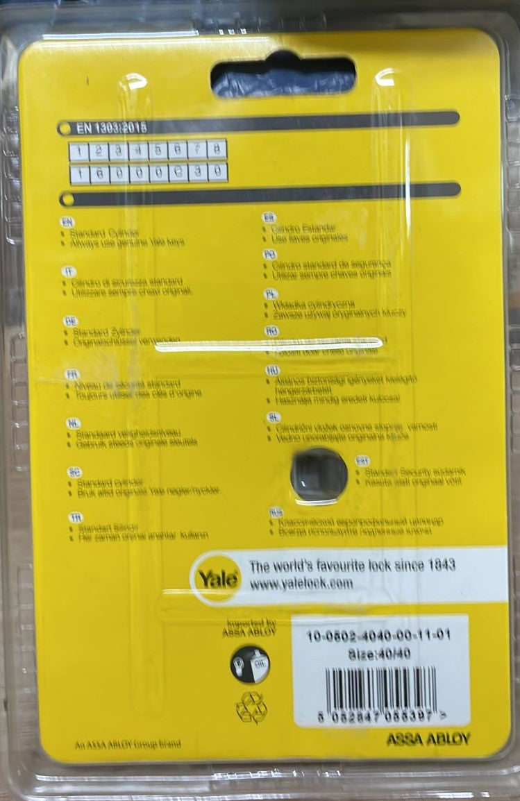 Yale Cylinder 80mm Chrome 10-0502-4040-00-11-01