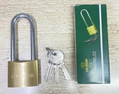 Brass Padlock GoldDoor 50mm Long Shackle BL465LS