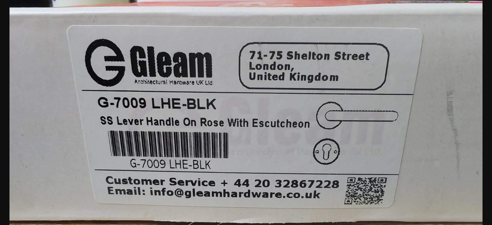 Gleam Door Handle G7009 LHE-BLK