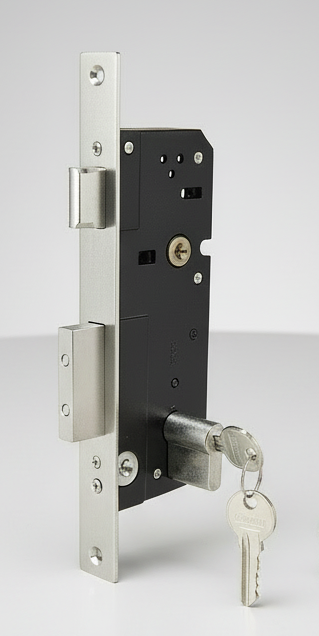 Gleam Mortise Lock 85/45 SS with 70mm Brass Cylinder England