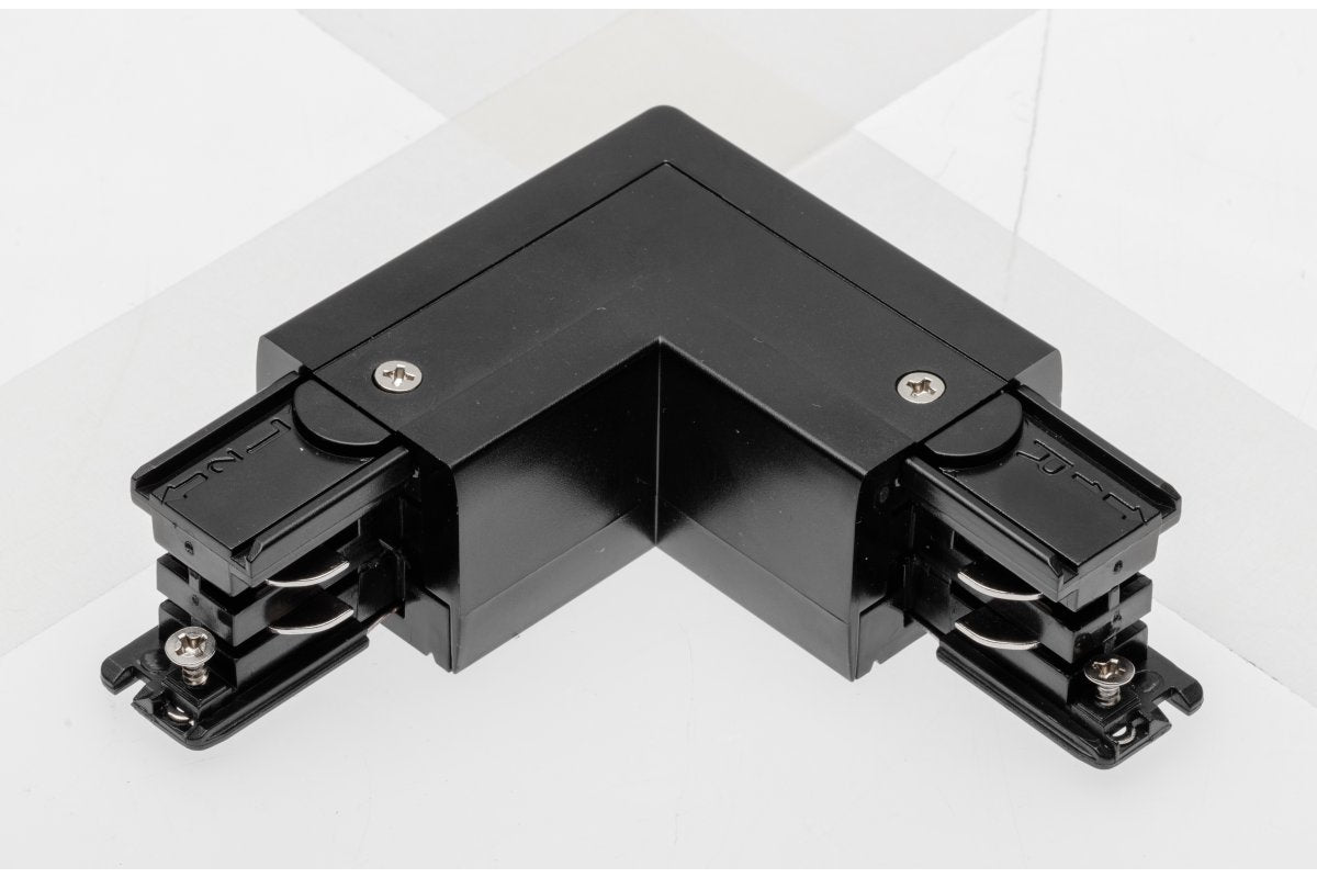 Connector L 90° for track 3-circuit  X-RAIL, 101x101mm, external, black
