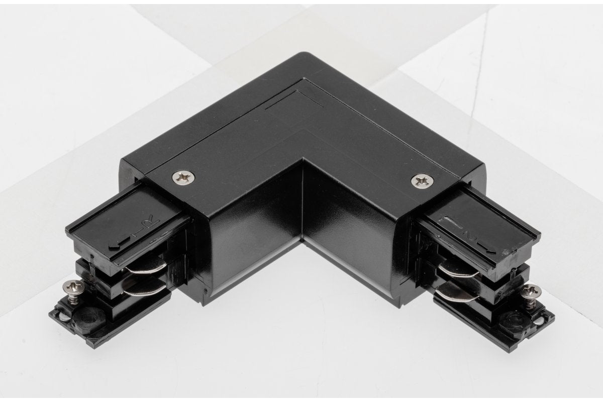 Connector L 90° for track 3-circuit  X-RAIL, 101x101mm, internal, black