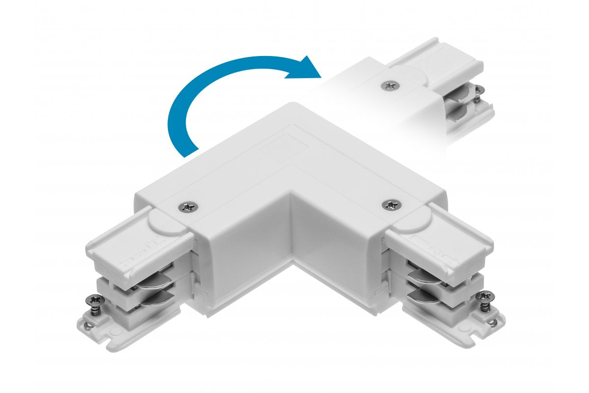 L 90° Adjustable Connector for X-RAIL Three-Phase Busbar, 101x101mm, inner/outer, white