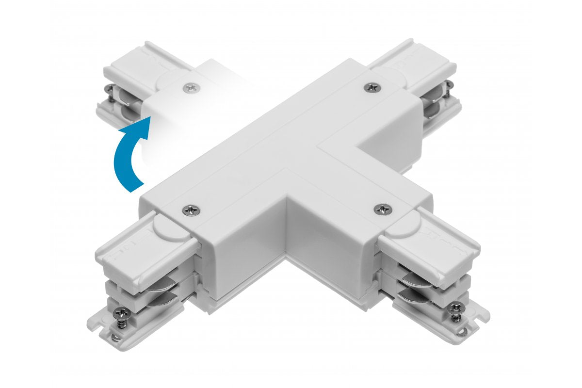 T Adjustable Connector for X-RAIL Three-Phase Busbar, 166x101mm, inner/outer, right, white