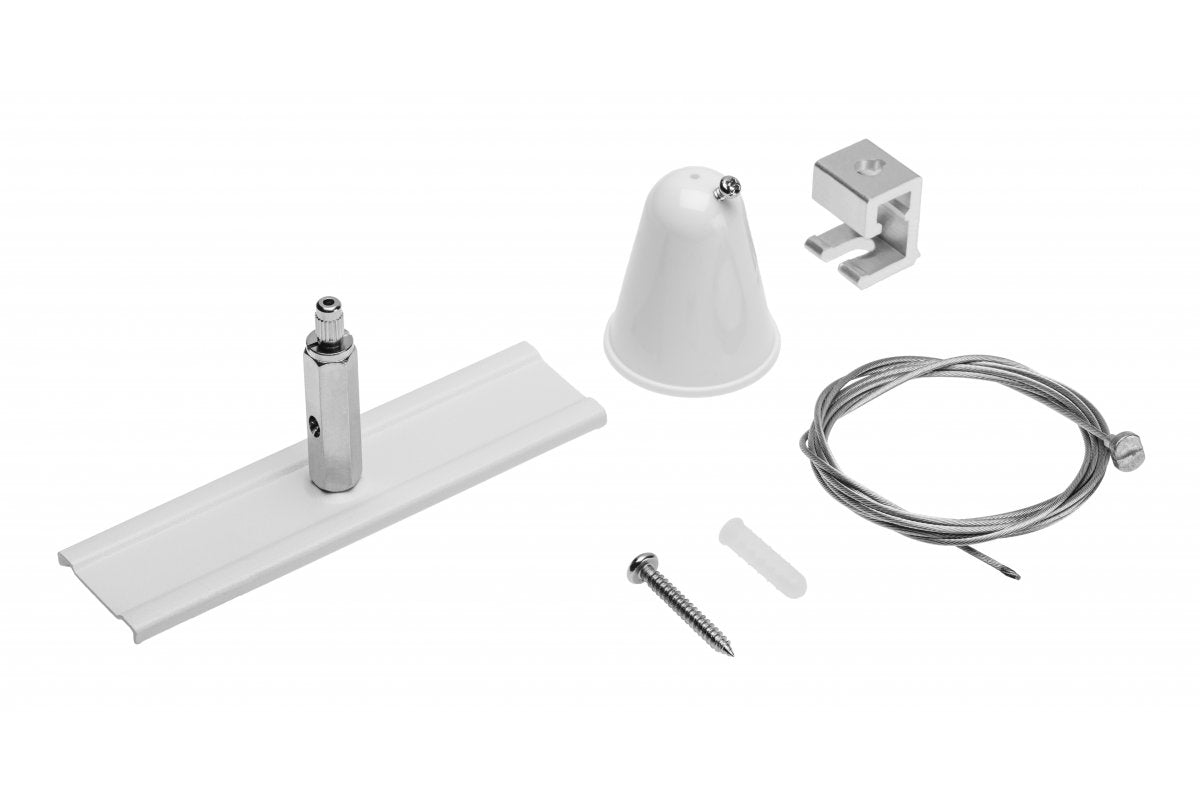 Suspension Kit for X-RAIL Three-Phase Busbar, ceiling mounted, 1m wire, 120 mm mounting, white