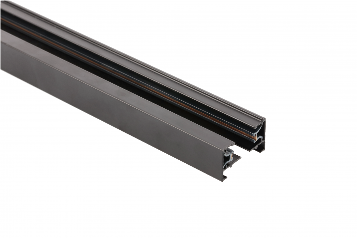 Busbar 1-phase, 2-line, surface-mounted or suspended, length 2m, black