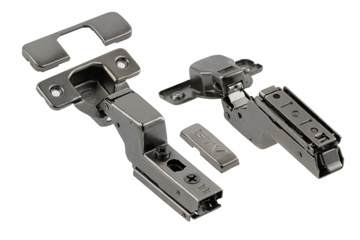 HC concealed hinge, 3D screw-type adjustment, w/out euro screws, packed in polybag with caps, black