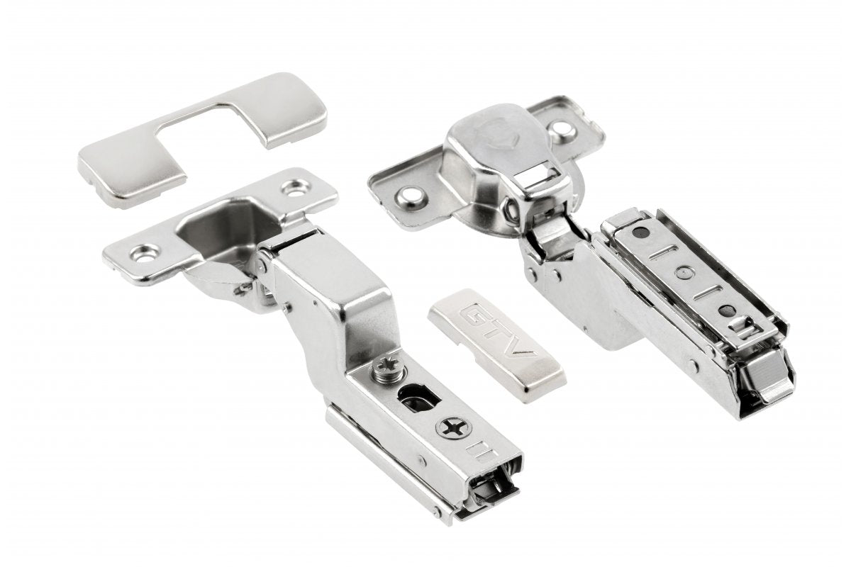 Hc recessed hinge, screw-type arm regulation, w/out euro screws, packed in polybag with caps