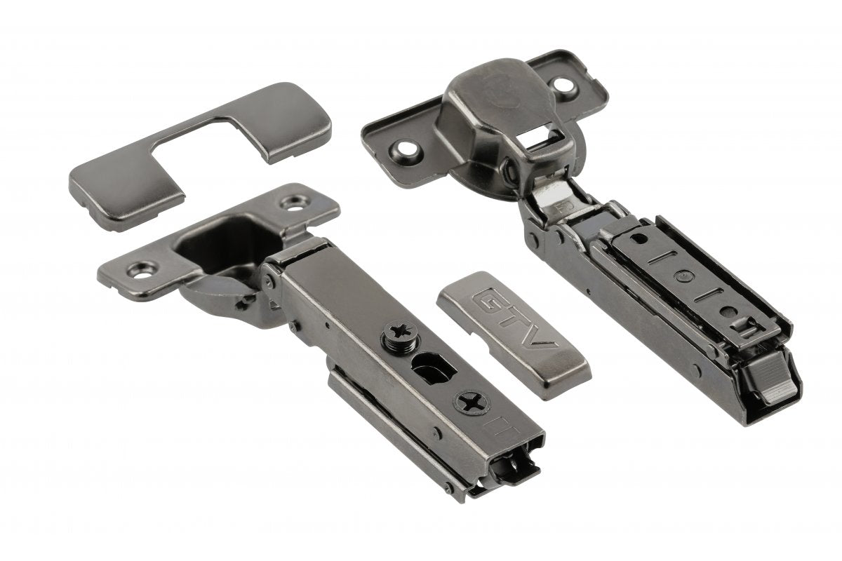 HC straight hinge, 3D screw-type adjustment, non-Euro, packed in polybag with caps, black