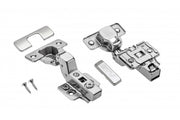 Hydraulic hinge recessed, with eccentric adjustment on the arm and on the slide, H=0, without direct fixing screws