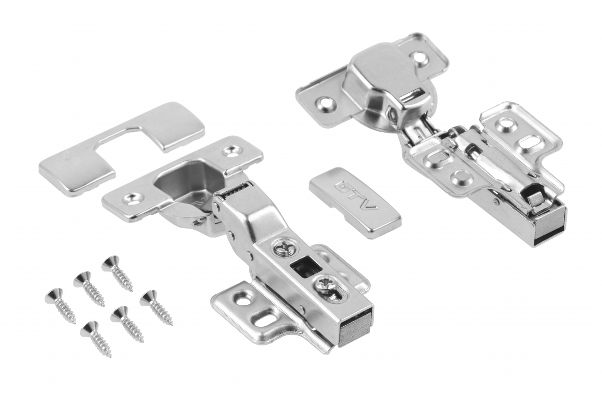 Hydraulic cup hinge semiconcealed  + roller H=0 with 4 holes without euro screws