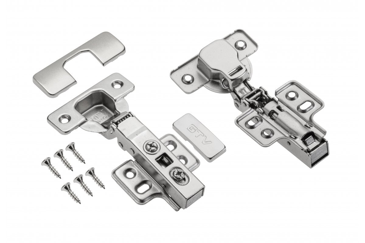 ECHC hydraulic hinge, straight  + H=0 slide with 4 holes, without direct fixing screws