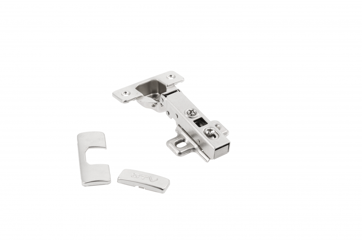 Full overlay hydraulic two way hinge with plate h=0 without euro
