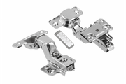 Concealed hinge  with eccentric adjustment of arm and roller, clip on, without euro screws
