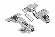 Twin hinge with eccentric adjustment of arm and roller, clip on, without euro screws