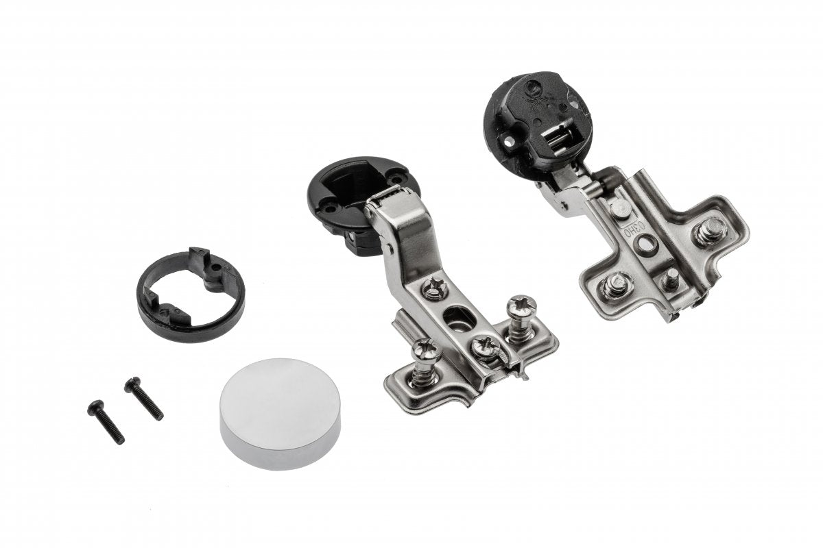 Glass hinge GTV + plate with euro and oval cap in aluminium