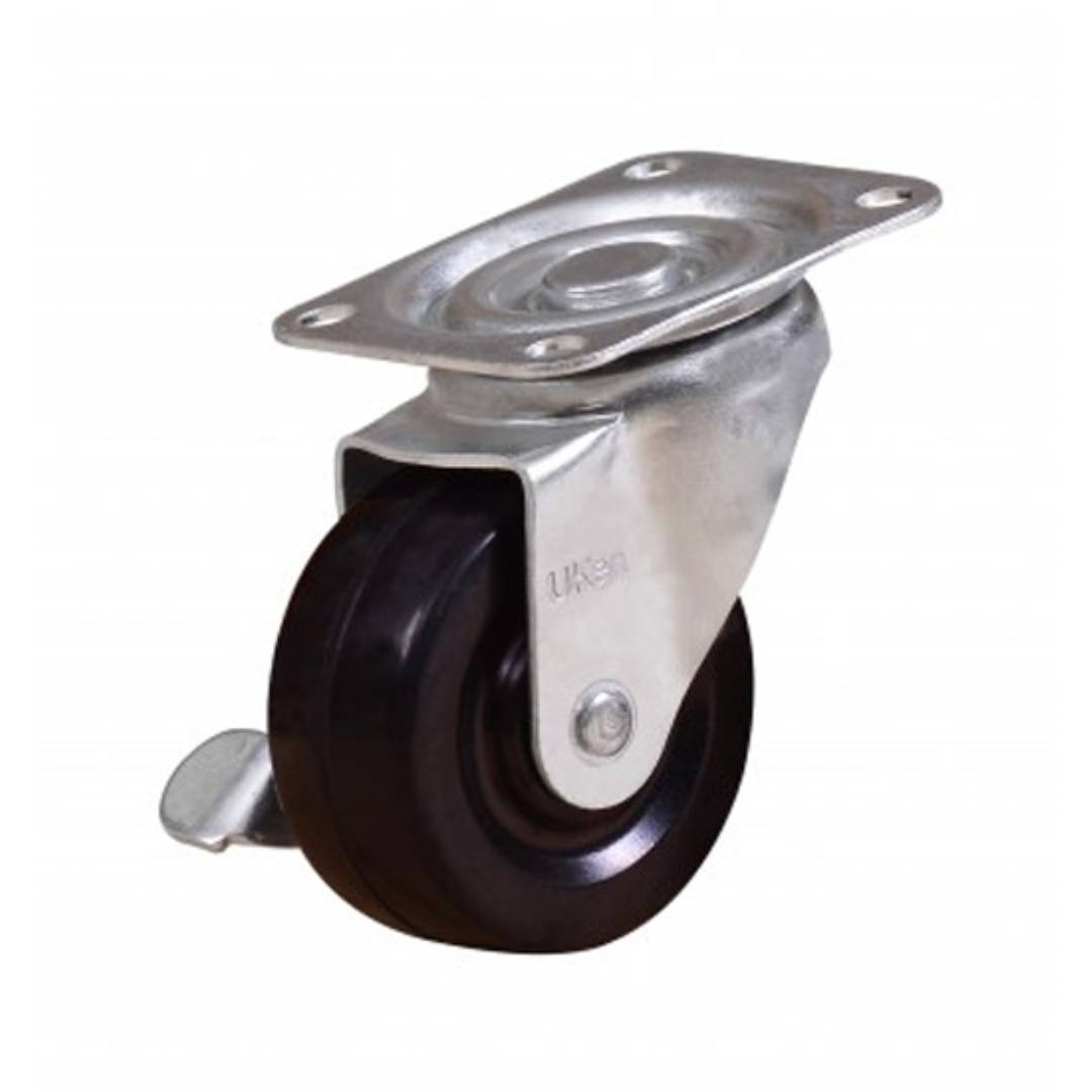 UKEN U5365B Caster Wheel Rubber 2.5" Swivel With Brake