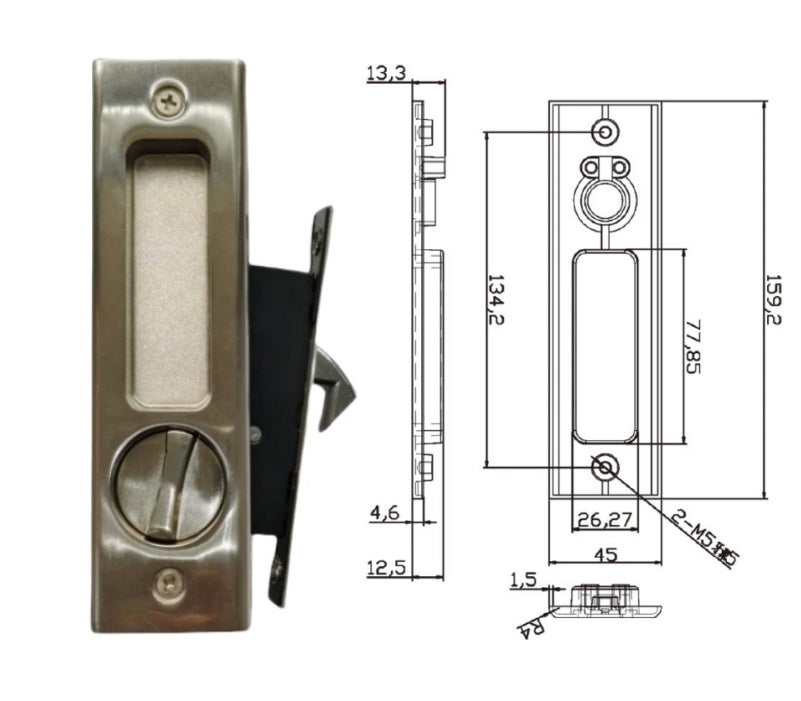 Sliding Lock Hook type Bathroom Black