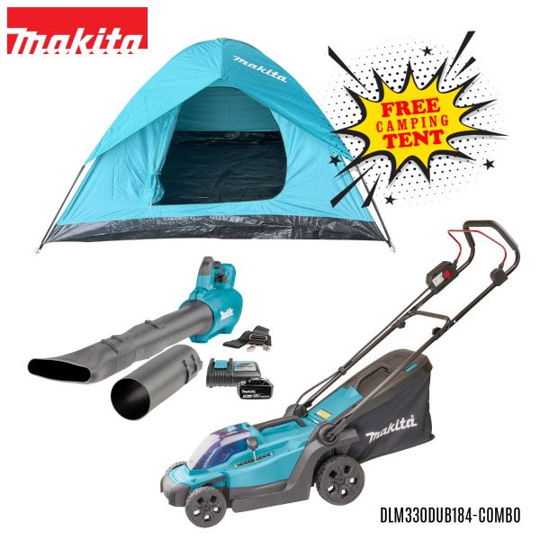 Makita 18V Li-ion C/L LawnMower 33CM + Garden Blower + 1x 5A Bat & Chg DLM330 DUB184 - Combo