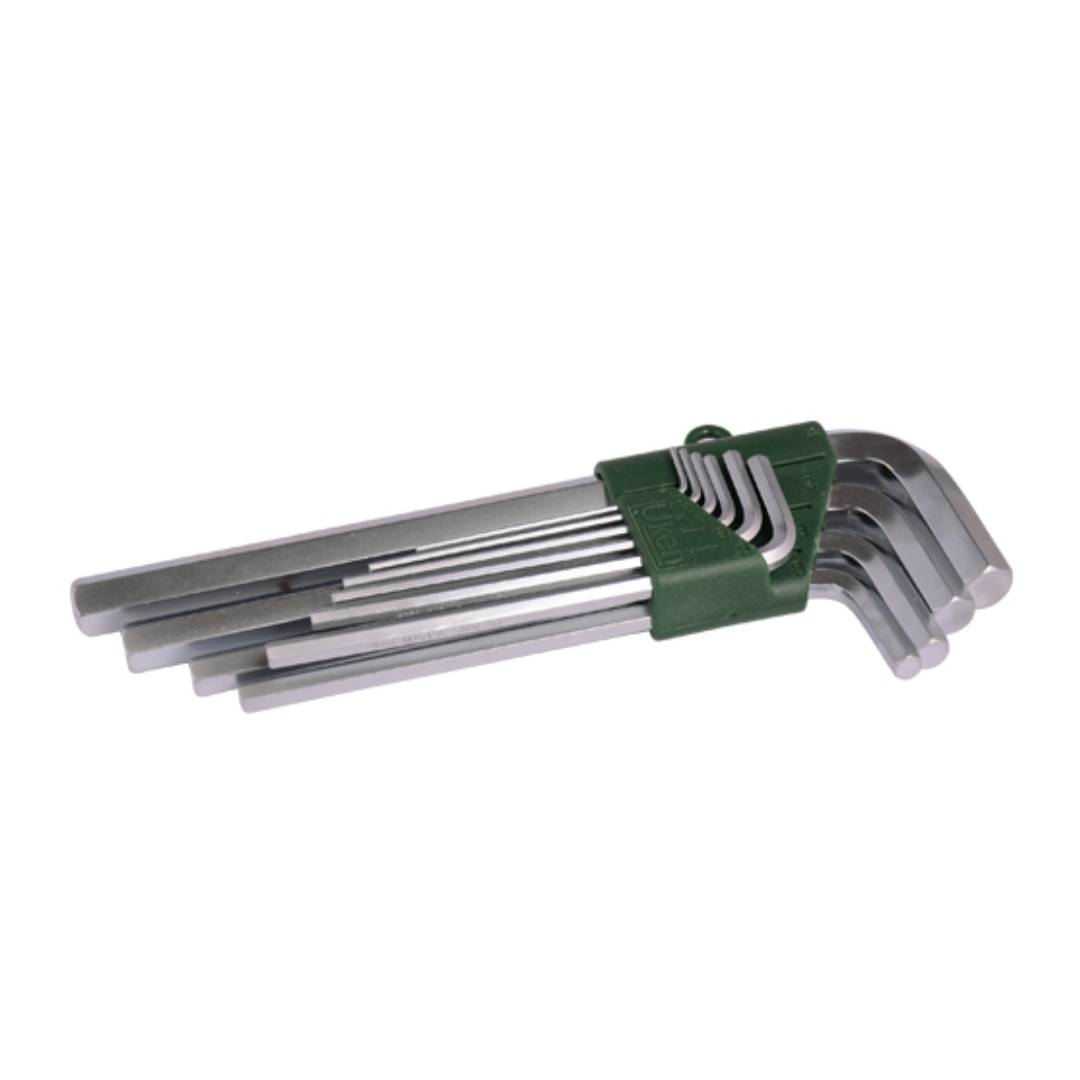 UKEN U1602 Hex Key Set, 1.5mm To 12mm, 10 Pcs, Extra Long
