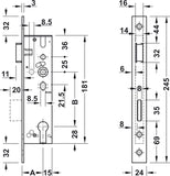 Hafele Aluminium Lockbody 25/92mm 911.75.980