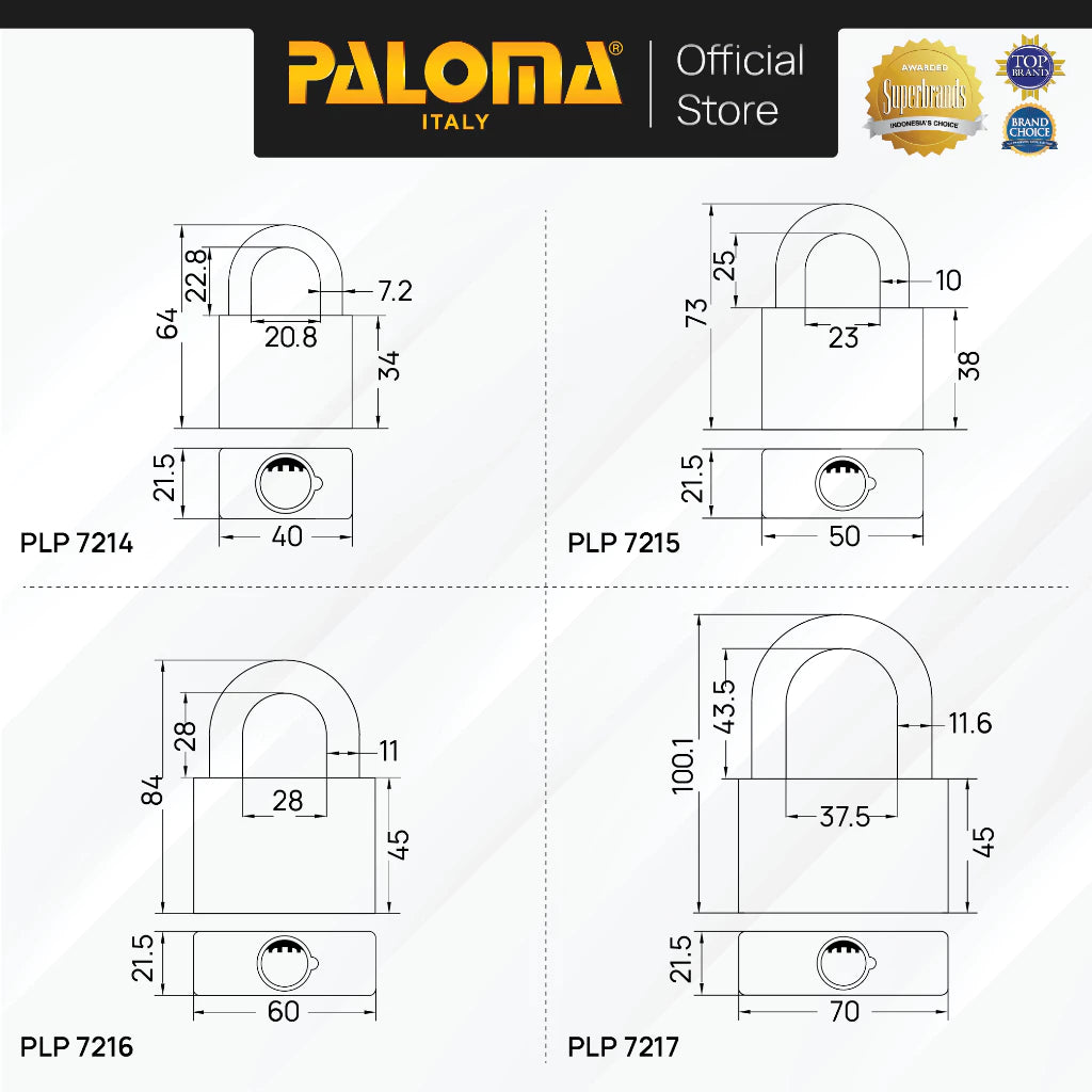 Padlock Ultramarine Stainless Steel SUS 316 PLP 7217 (70mm)