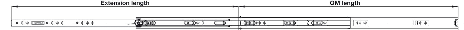 Hafele Full extension, Matrix Runner BB A45, full extension, steel, side mounted 432.20.854