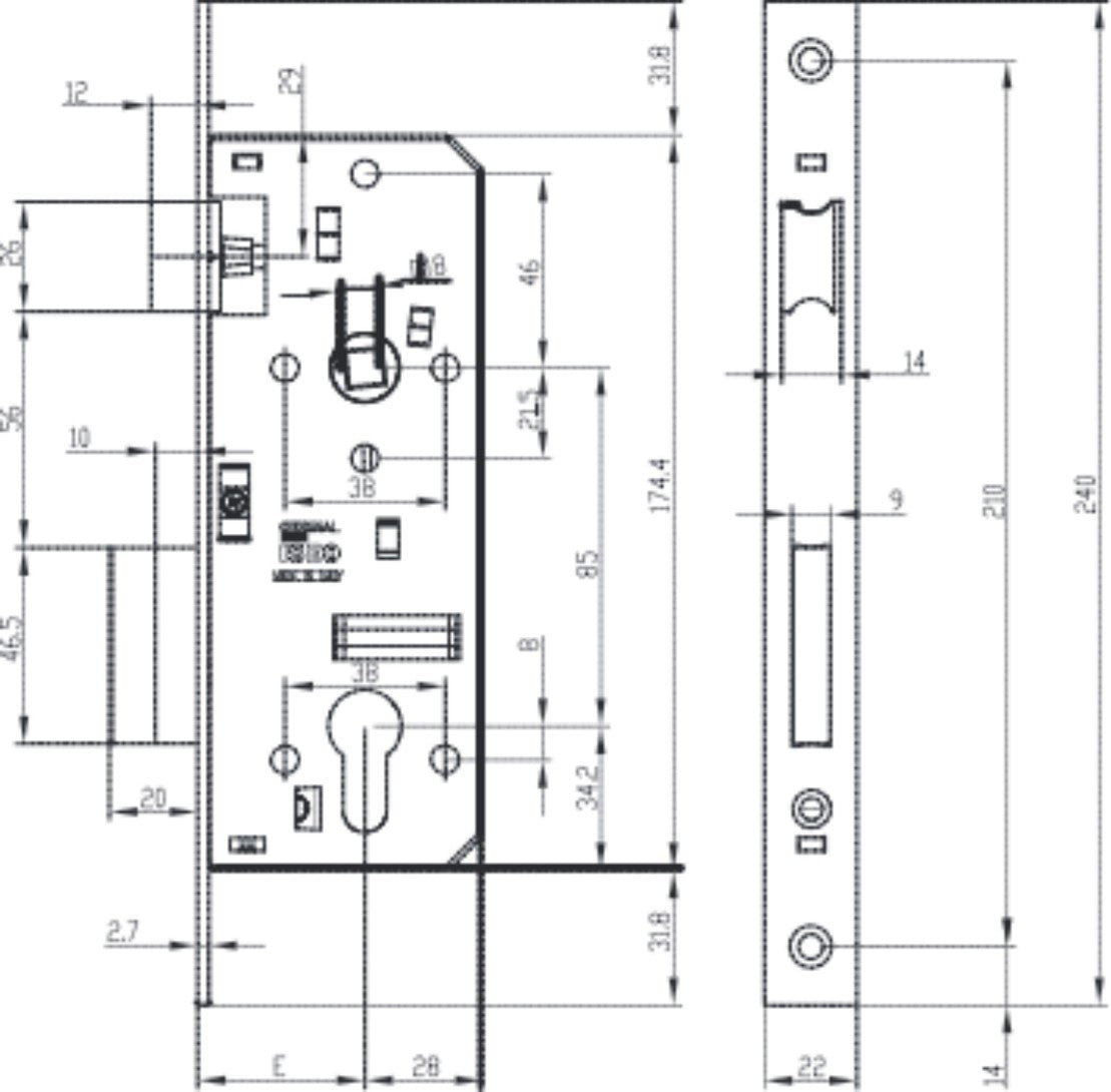 هيكل قفل Iseo مقاس 45 مم 200N456E 