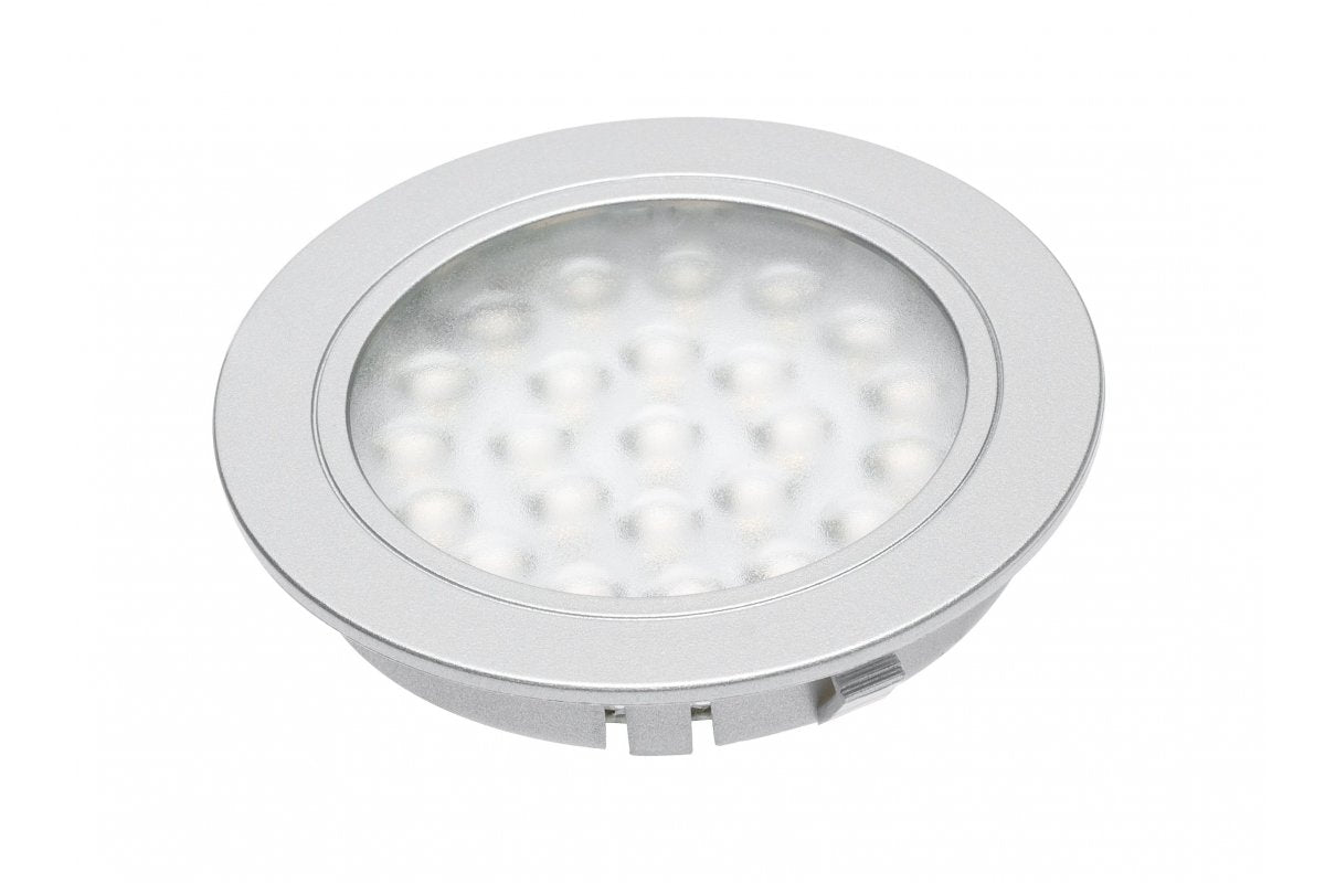 Recessed LED luminaire Alvaro, 12V DC, 1.7W, 24 SMD3528, cold white, 2m cable with miniAMP (2 screws