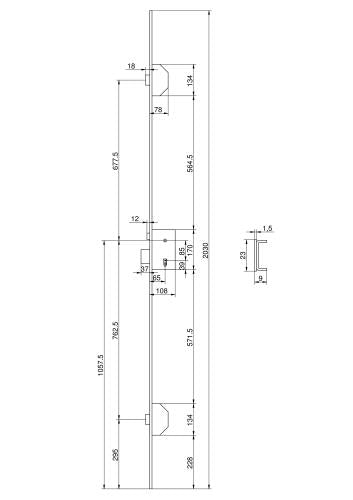 MCM 1801-3 Multipoint 3 Point lock Deadbolt U forend 23x9mm