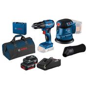 Bosch Corldess Woodworking Kit 185 with Drill+ Sander Brushless 2x4Ah Battery + Charger + Tool Bag 06019K3103+06013A5020+1600A019S1+1619BZ0100 (P)