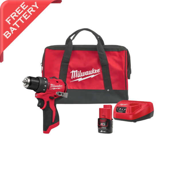 Milwaukee M12™ compact brushless drill driver M12BLDDRC-201B + Free 1x M12 2Ah battery