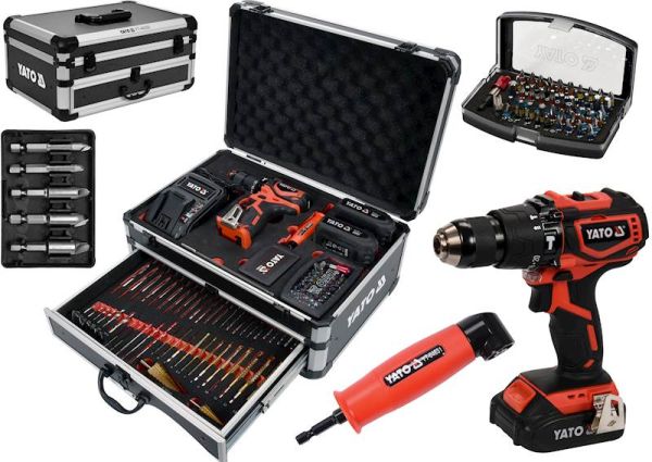 Yato Cordless Power Drill Set Brushless 13mm 18V 126pcs YT-44250
