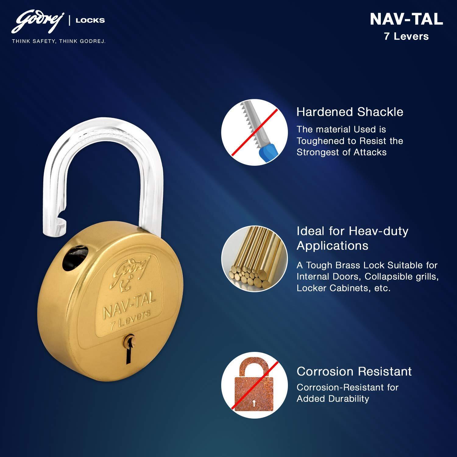 Godrej Locks Navtal 7 Levers Deluxe Hardened - 3 Keys