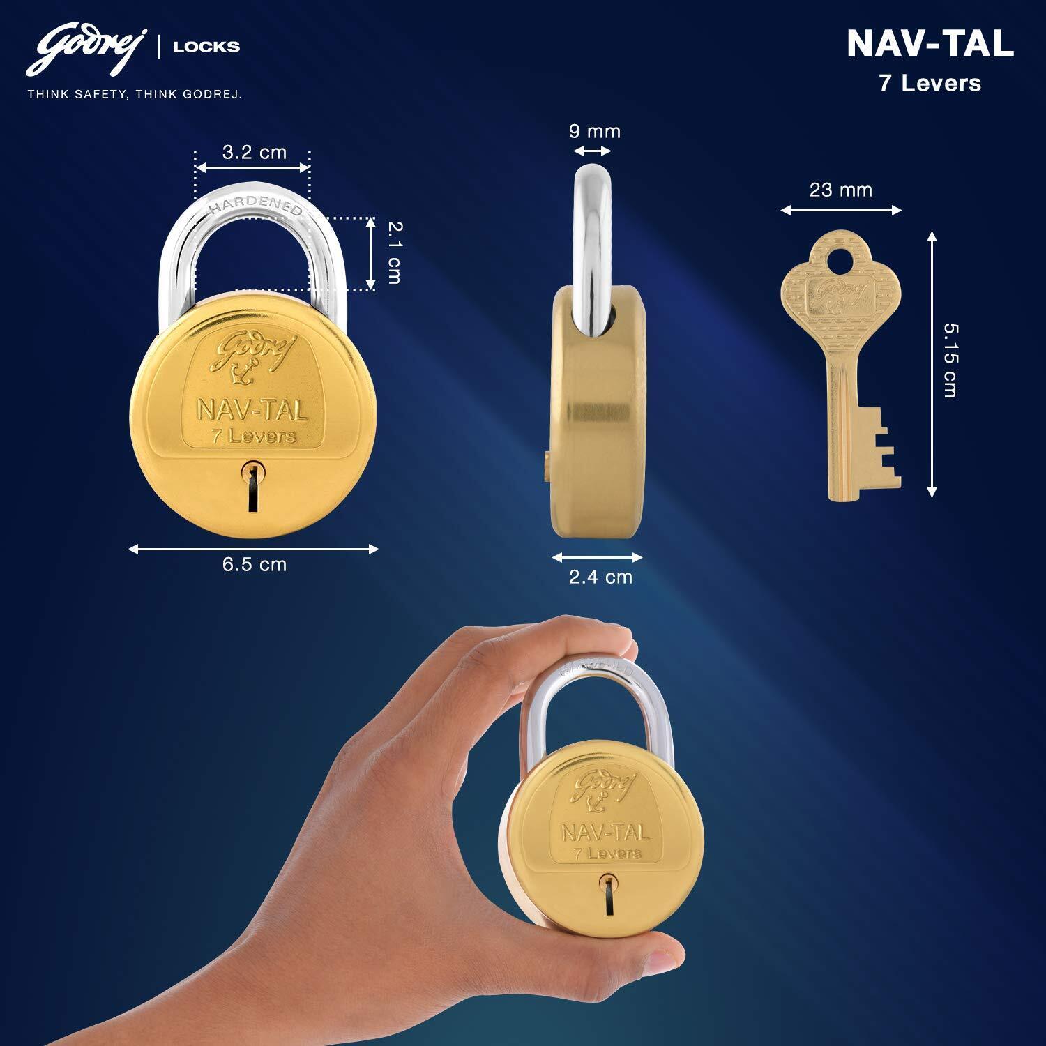 Godrej Locks Navtal 7 Levers Deluxe Hardened - 3 Keys