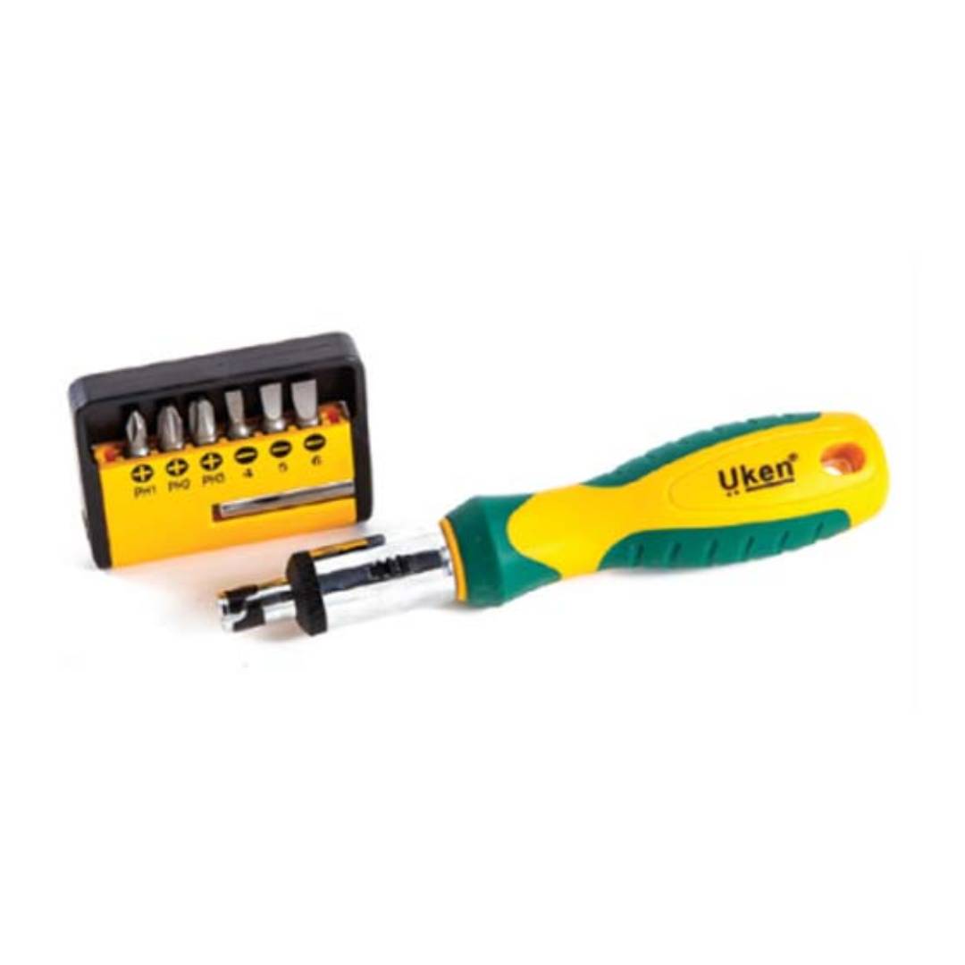 UKEN U6006 Ratchet Screw Driver Set 6Pcs (6.35X25Mm)